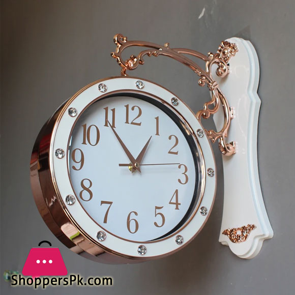 Modern Luxury Double Sided Clock Living Room Silent Double-Sided Clock Home Restaurant Wall Hanging Clock Decor Watch