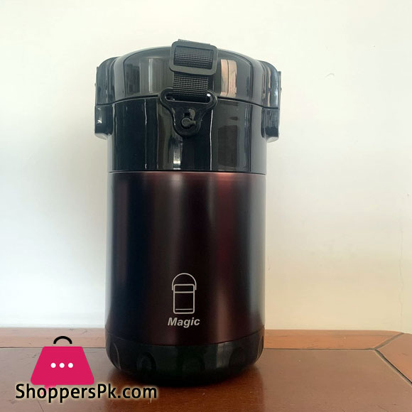 304 Stainless Steel Thermos Lunch Box Round Leak-Proof Multilayer Sealed Insulated Food Storage Container Work School Bento Box 1.9 Liter