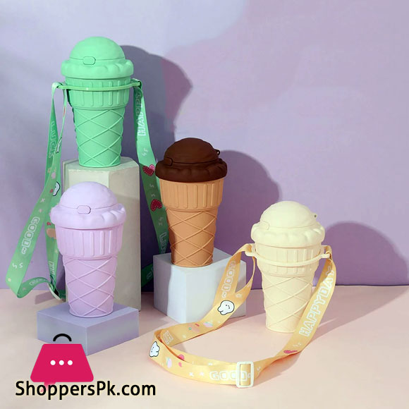 500ml Drinking Cup with Straw Ice Mold Drinking Water Bottle Leak-proof Cute Water Bottles with Adjustable Strap
