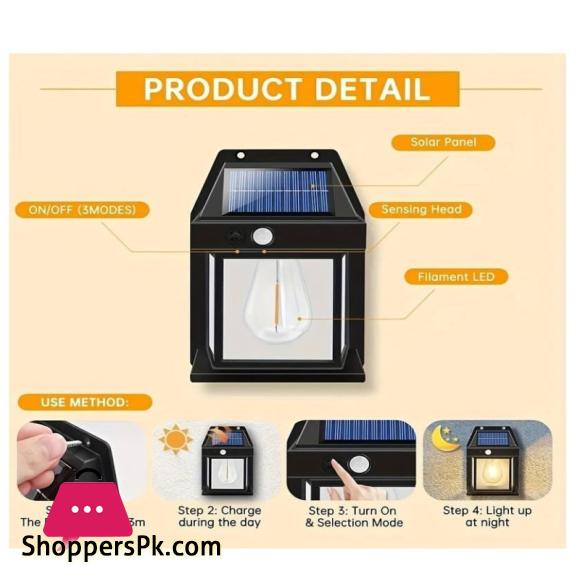 New Solar Tungsten Filament Lamp Outdoor Waterproof Intelligent Induction Wall Lamp Garden Villa