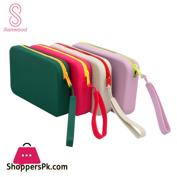 Silicone Toiletry Bag Portable Silicone Makeup Bag with Zipper for Travel Cosmetic Storage Pouch for Home On-the-go Use Waterproof Silicone Cosmetic Bag