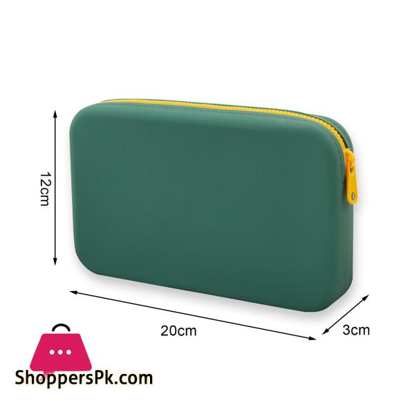 Silicone Toiletry Bag Portable Silicone Makeup Bag with Zipper for Travel Cosmetic Storage Pouch for Home On-the-go Use Waterproof Silicone Cosmetic Bag