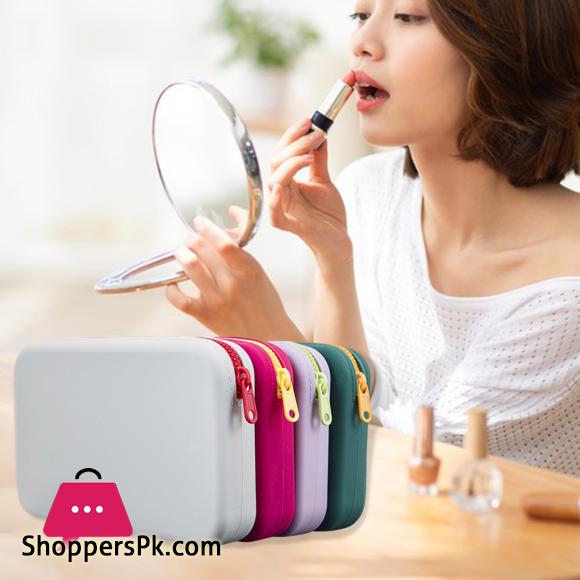 Silicone Toiletry Bag Portable Silicone Makeup Bag with Zipper for Travel Cosmetic Storage Pouch for Home On-the-go Use Waterproof Silicone Cosmetic Bag