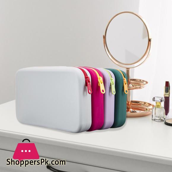 Silicone Toiletry Bag Portable Silicone Makeup Bag with Zipper for Travel Cosmetic Storage Pouch for Home On-the-go Use Waterproof Silicone Cosmetic Bag