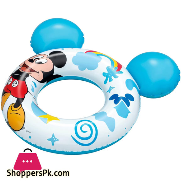 Bestway Childrens Lifesaver Swimming Ring Mickey Mouse Inflatable 74cm x 76cm - 9102K