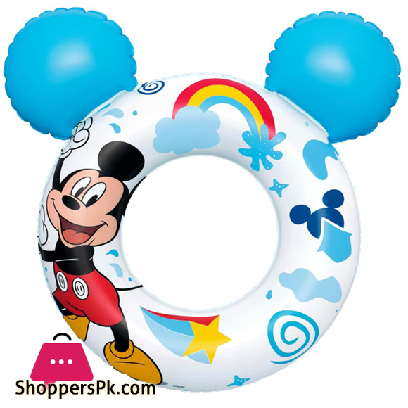 Bestway Childrens Lifesaver Swimming Ring Mickey Mouse Inflatable 74cm x 76cm - 9102K