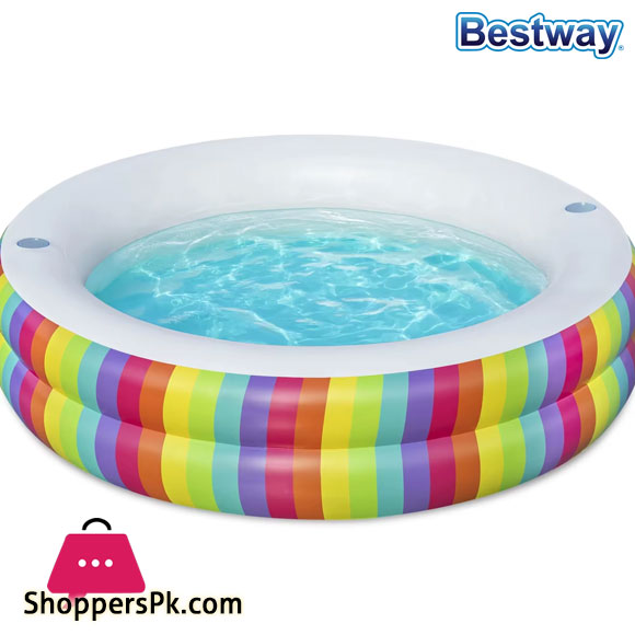 Bestway Portable PVC Indoor Rainbow Family Two Equal Ring Swimming Pool Inflatable - 54443
