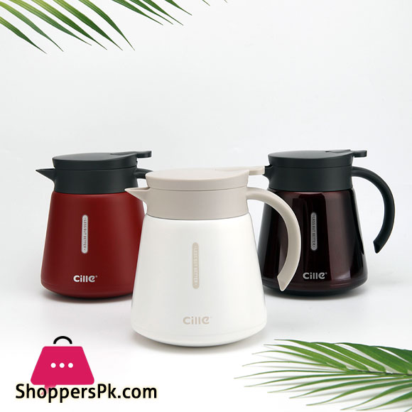 Cille 800ml Insulated Thermos Coffee Pot Tea Pot Stainless Steel Double Wall One Touch Lid Coffee Pot