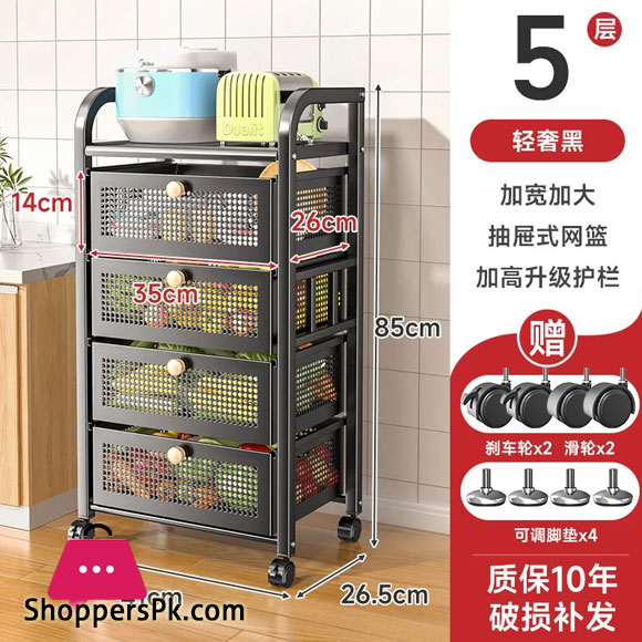 Drawer Type Detachable Household Fruit And Vegetable Rack Kitchen Storage Rack 5-Layer