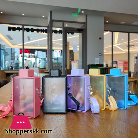 Flat Plastic Water Bottle Leak Proof Transparent Bottle For Outdoor Camping Sports 450ML