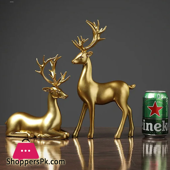 Golden Deer Resin Crafts Animal Ornaments Lovers Deer 2 Pcs
