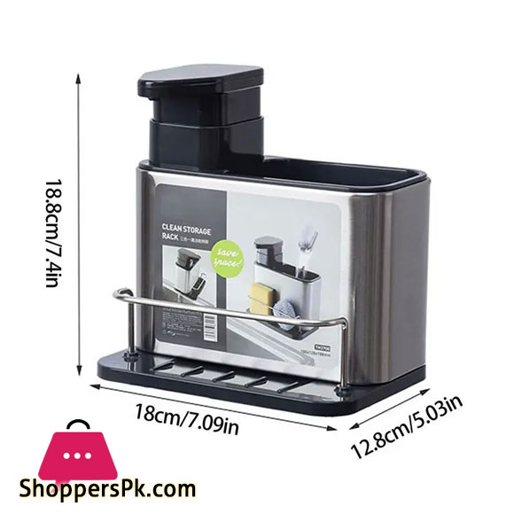 Kitchen Soap Dispenser with Sponge Holder Liquid Soap Dispenser Holder Pump Bottle for Sink with Brush Sponge Holder Holder