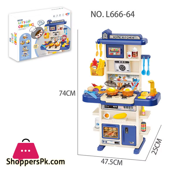 kids Pretend Play Kitchen Toy 43 Pieces