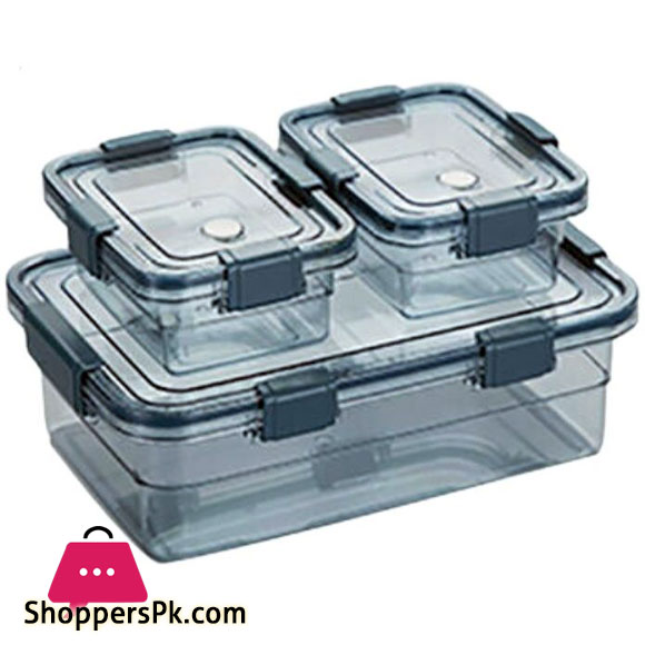 Plastic Sealed Box 3pcs Transparent Takeaway Box Set with Lock Fresh Container 450ml + 2600ml