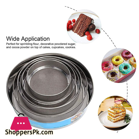 Round Stainless Steel Flour Sieve Strainer Set of 6