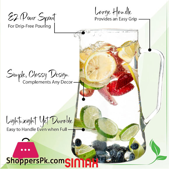 Simax AGRA Borosilicate Glass 2.5 Litre Jug for Beverage, Iced Tea, Lemonade & Juice