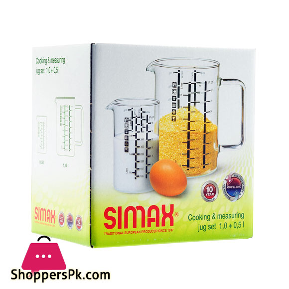 Simax Borosilicate Fireproof Measuring Jugs 1L & 500ml Set of 2