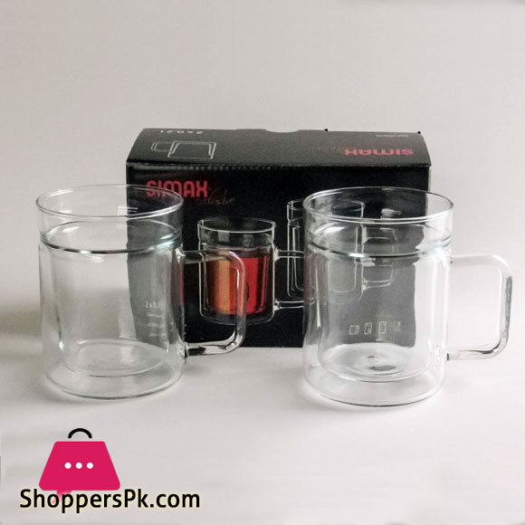 Simax Heat resistant Double Wall Mug Set of 2