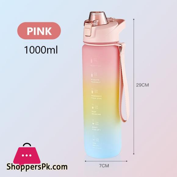 1000ml Large Capacity Sports Fitness Graduated Straw Cup Portable Outdoor Travel Water Bottle
