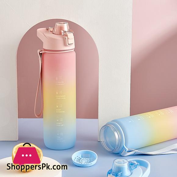 1000ml Large Capacity Sports Fitness Graduated Straw Cup Portable Outdoor Travel Water Bottle