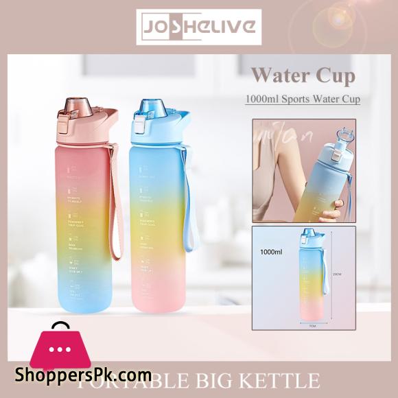1000ml Large Capacity Sports Fitness Graduated Straw Cup Portable Outdoor Travel Water Bottle