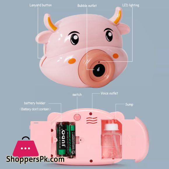 Bubble Camera For Kids Bubble Machine Blower Cow Bear Panda Teddy Shape Bubble Blower Camera With Lights and Music