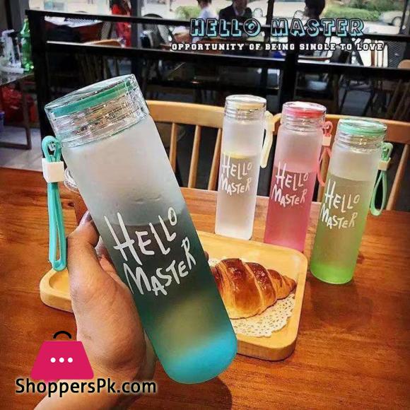 Hello Master Glass Drinking Water Bottle 480Ml - Stay Hydrated In Style With This 480Ml Glass Drinking Water Bottle Featuring The Hello Master Design.