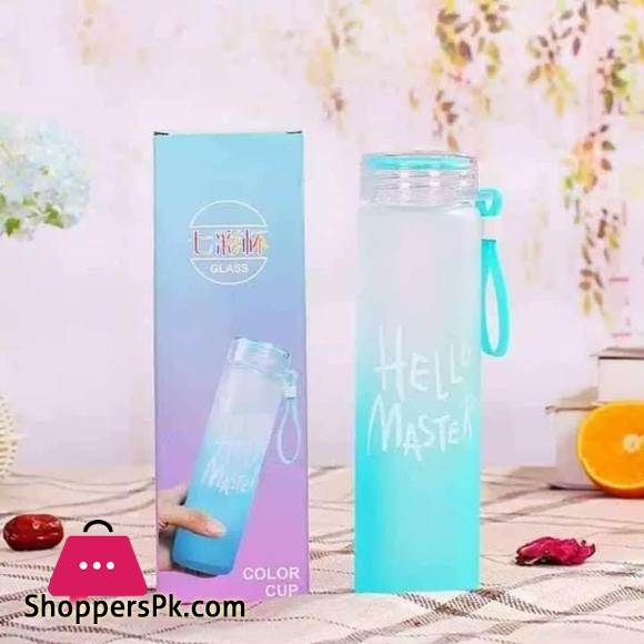 Hello Master Glass Drinking Water Bottle 480Ml - Stay Hydrated In Style With This 480Ml Glass Drinking Water Bottle Featuring The Hello Master Design.