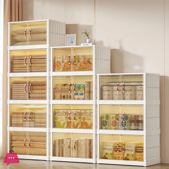 New Double Door Foldable Storage Drawer Cabinet for Living Room Organizer Cabinet with Wheels
