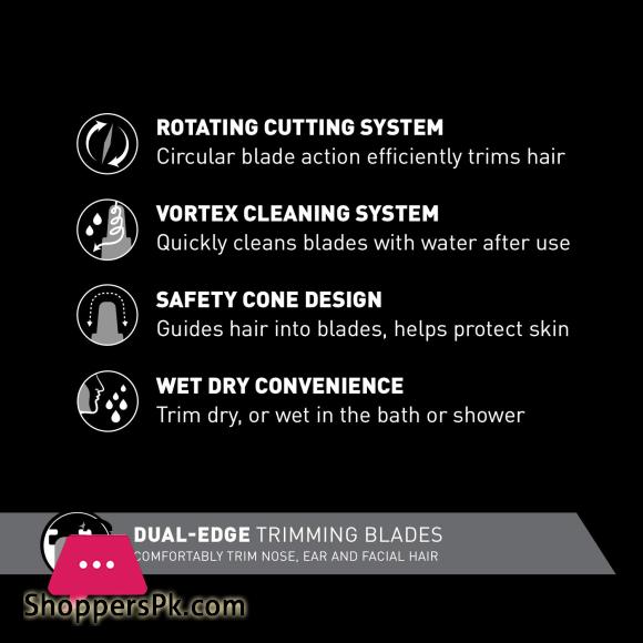 Panasonic ER-GN30-K Nose Ear n Facial Hair Trimmer Wet Dry with Vortex Cleaning System