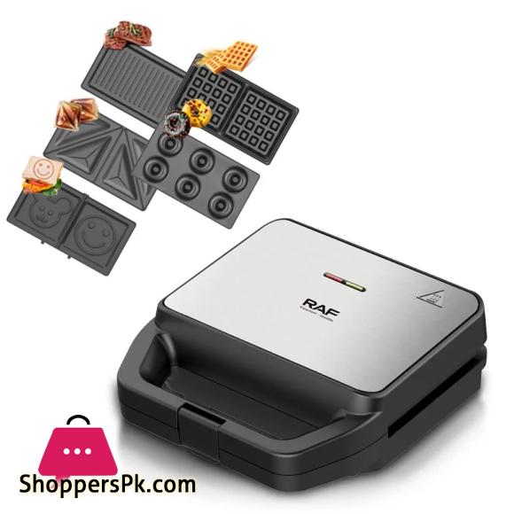 RAF 5 in 1 Detachable Non-stick Plates Sandwich, Panini grill Waffles Maker With 5 Sets