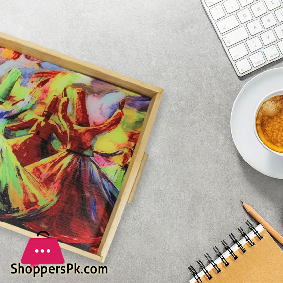 Abstract Sufi Art Tray 12 x 12 Inch