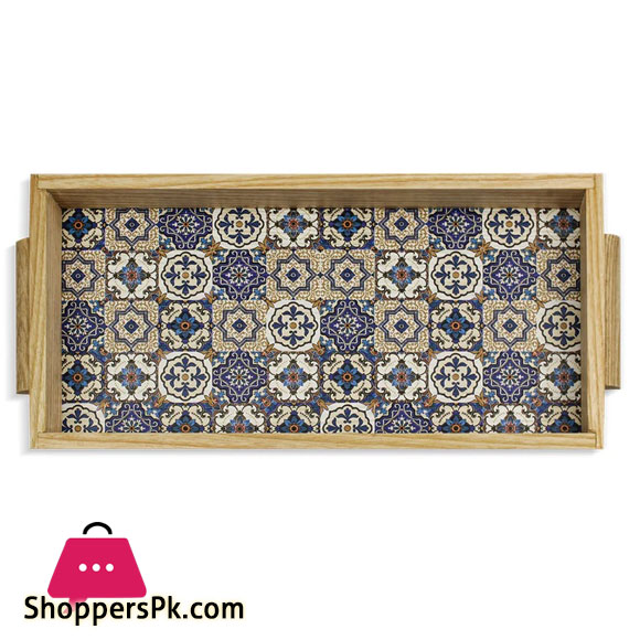 Blue Pottery Art Tray 6.5 x 13 Inch