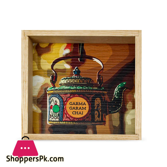 Garam Chai Kettle Art Tray 6 x 6 Inch