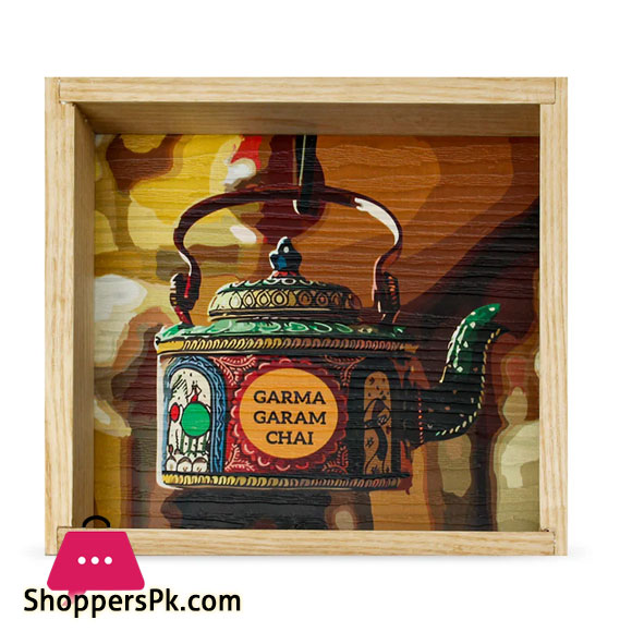 Garam Chai Kettle Art Tray 6x6 inches
