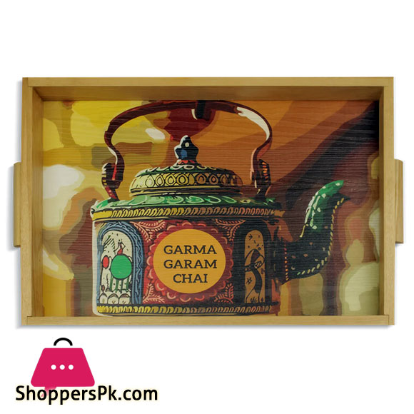 Garam Chai Kettle Art Tray 9 x 15 Inch