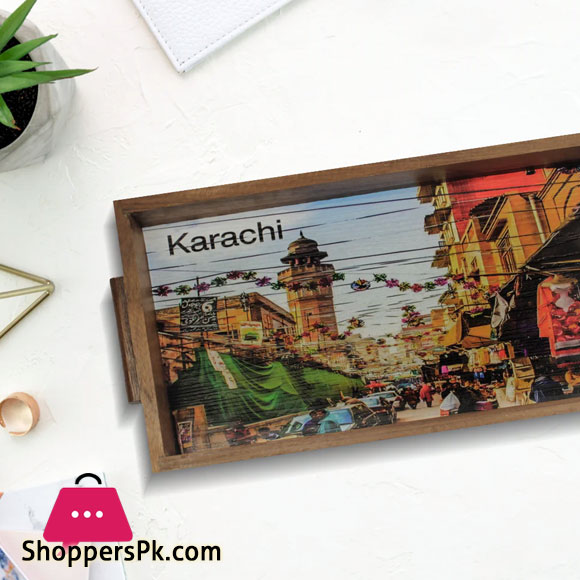 Iconic Karachi Art Tray 6.5 x 13 Inch