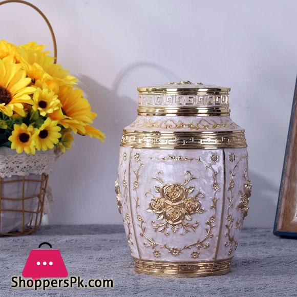 Pewter Metal Rose Flower Zinc Alloy Container 7 x 4.7 Inch -