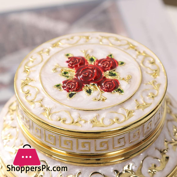 Pewter Metal Rose Flower Zinc Alloy Container 7 x 4.7 Inch -