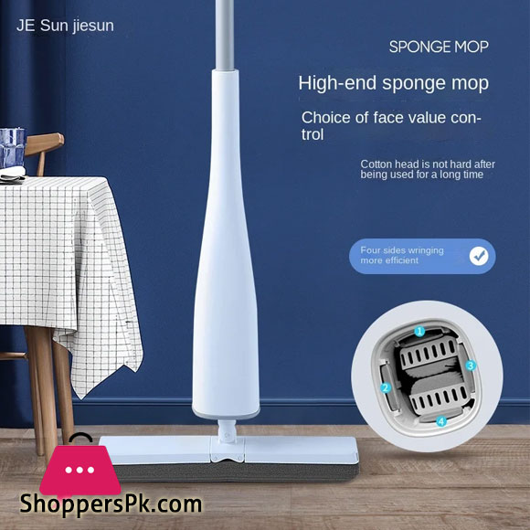 Sponge Mop Hand Wash Free Household Absorbent Rubber Cotton Mop Toilet Folding Squeeze Water with Its Own Cleaning Solution Mop