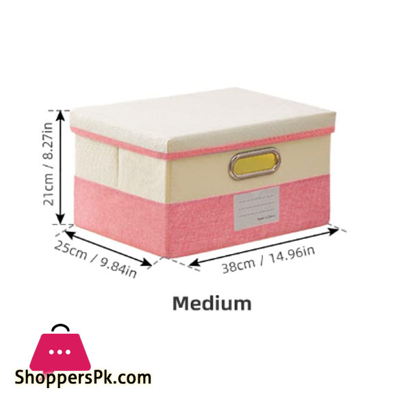 Storage Bins with Lids Foldable Cotton Linen Storage Boxes Collapsible Closet Organizer with Cover for Home Bedroom Office 1- Pcs