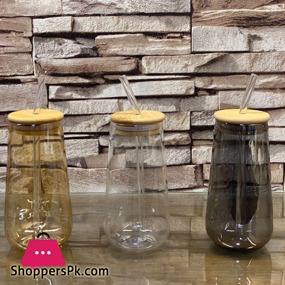Tall Drinking Glass Cups with Lids and Straws Boba Tea Glass