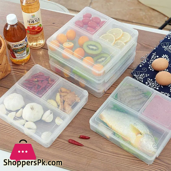 3 Grids Food Storage Box Container Fruit Vegetable Refrigerator Freezer Organizers Sub-Packed Meat Ginger Kitchen Accessories