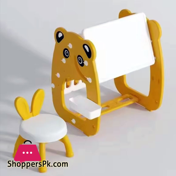 3 in 1 Plastic Indoor kids Study Desk Learning Easel Board with Book Shelf with Chair