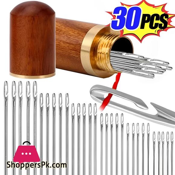 30 Pcs Blind Sewing Needle Elderly Side Hole Stainless Steel Self Threading Needle For Stitching Pin Household DIY Sewing Tool