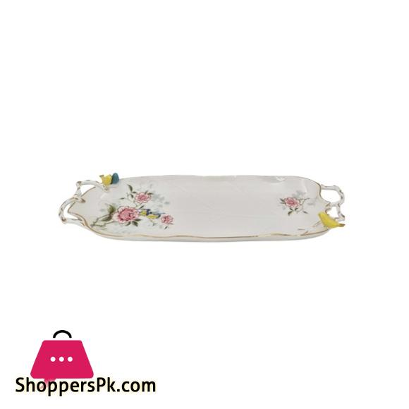 Angela Ceramic Bird Tray with Handle 15 Inch