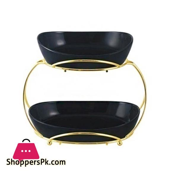 Brilliant 2 Pcs Oval Serving Plates +Stand 9 Inch+11 Inch Inch