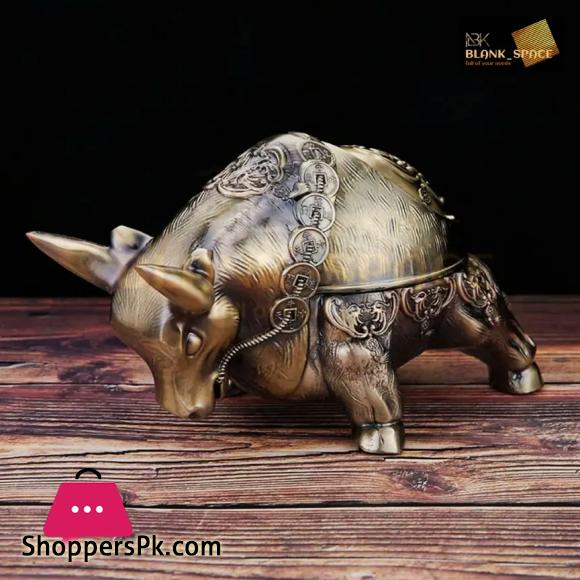 Bull Ashtray with Lid Windproof Zinc Metal Ashtray