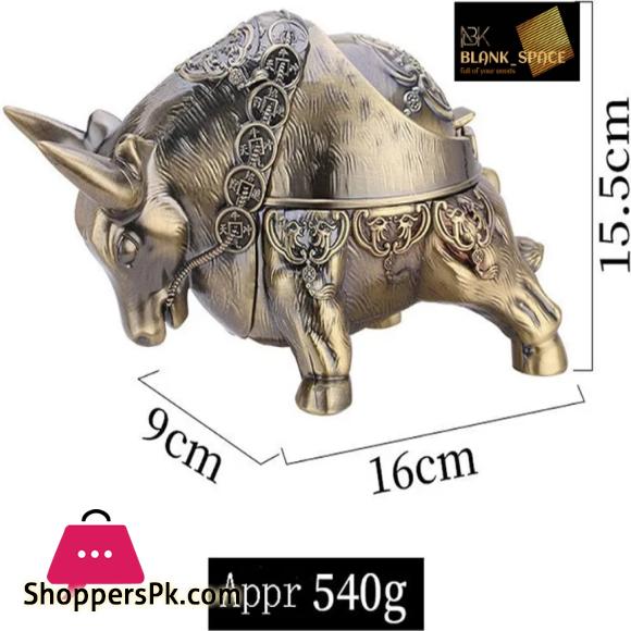 Bull Ashtray with Lid Windproof Zinc Metal Ashtray