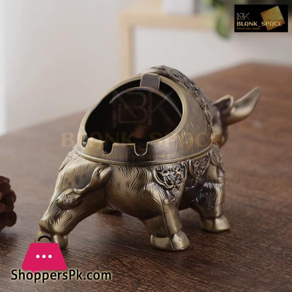 Bull Ashtray with Lid Windproof Zinc Metal Ashtray